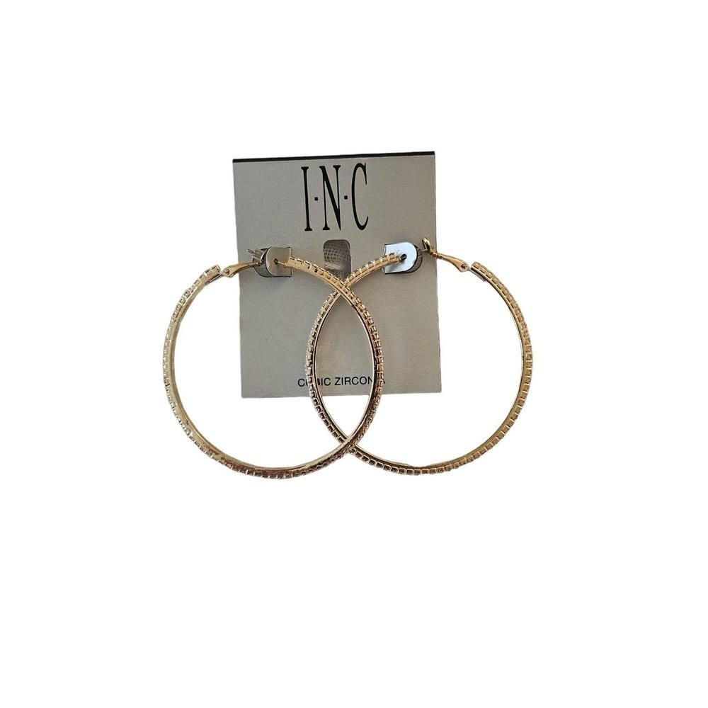 INC Large Gold Cubic Zirconia Hoops